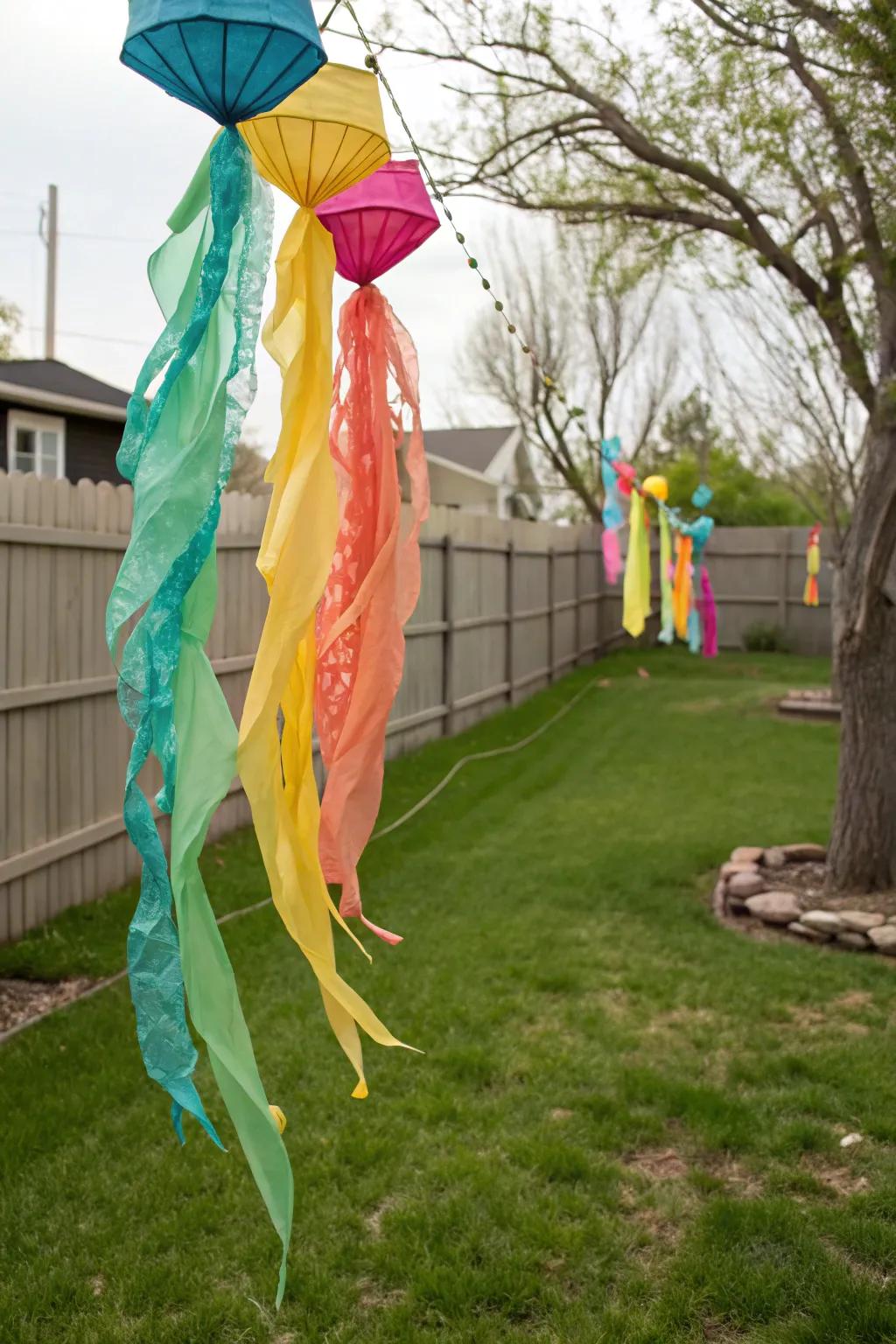 Introduce color and motion through linen whirligigs.