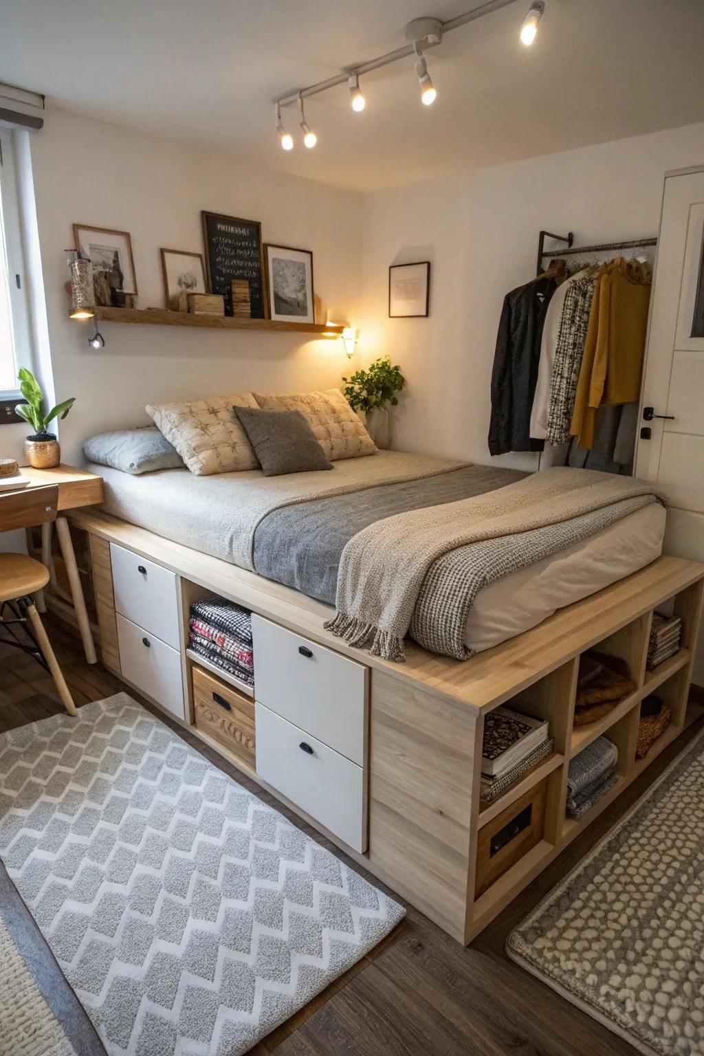 Multi-functional beds are perfect for small spaces.