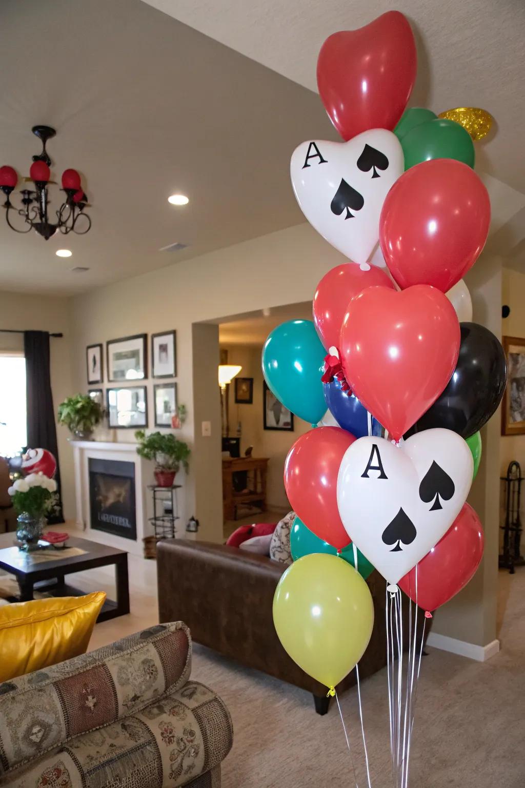 Suspended ornaments that contribute a playful element to your party.
