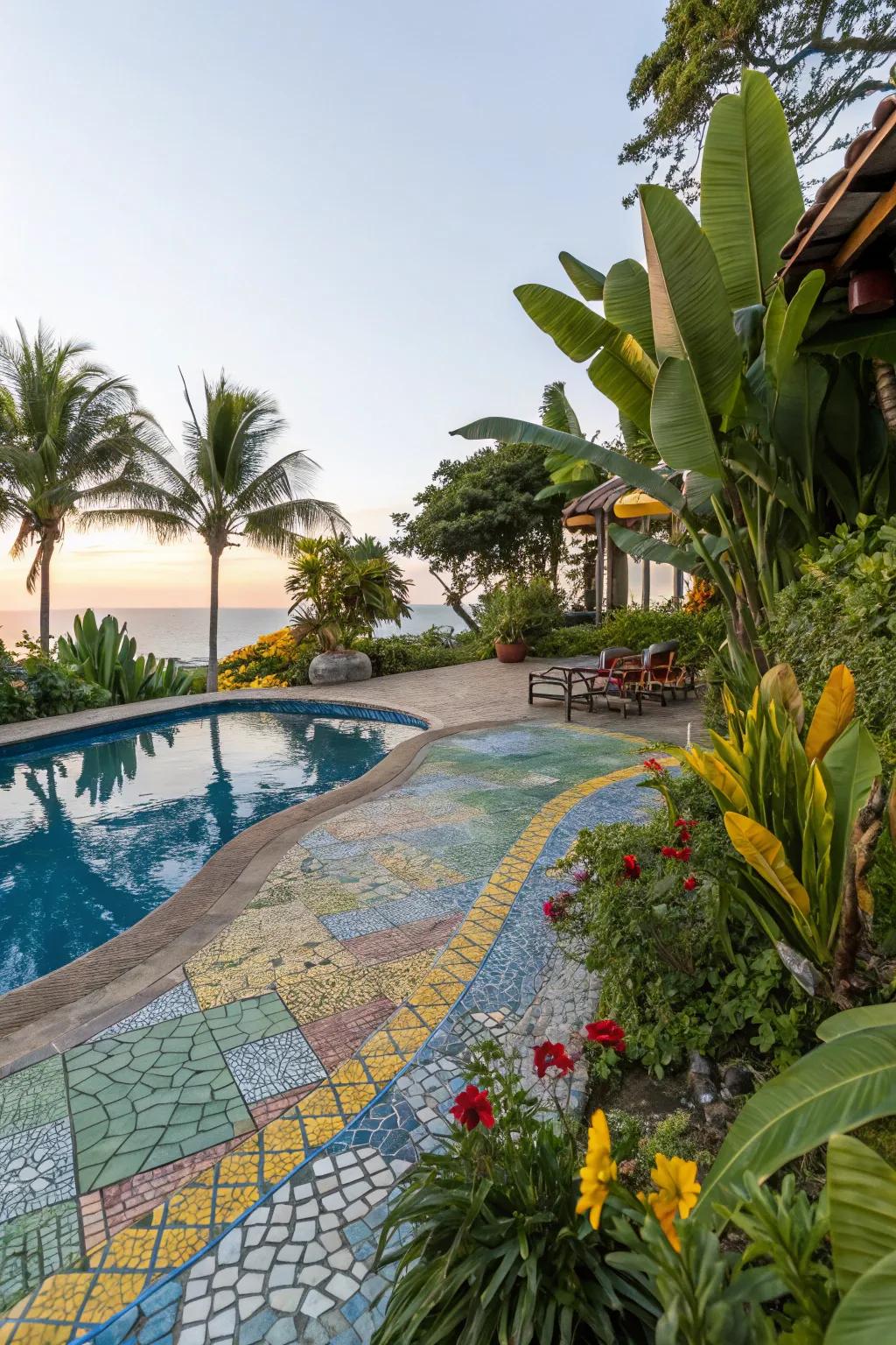 Tile designs bring lively color to your pool area.