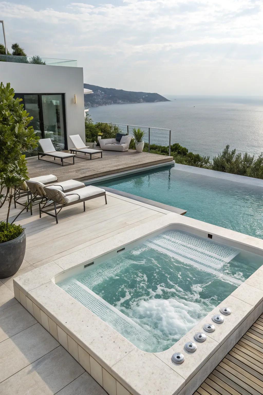 Simple and classy minimalist design for a modern pool and jacuzzi.