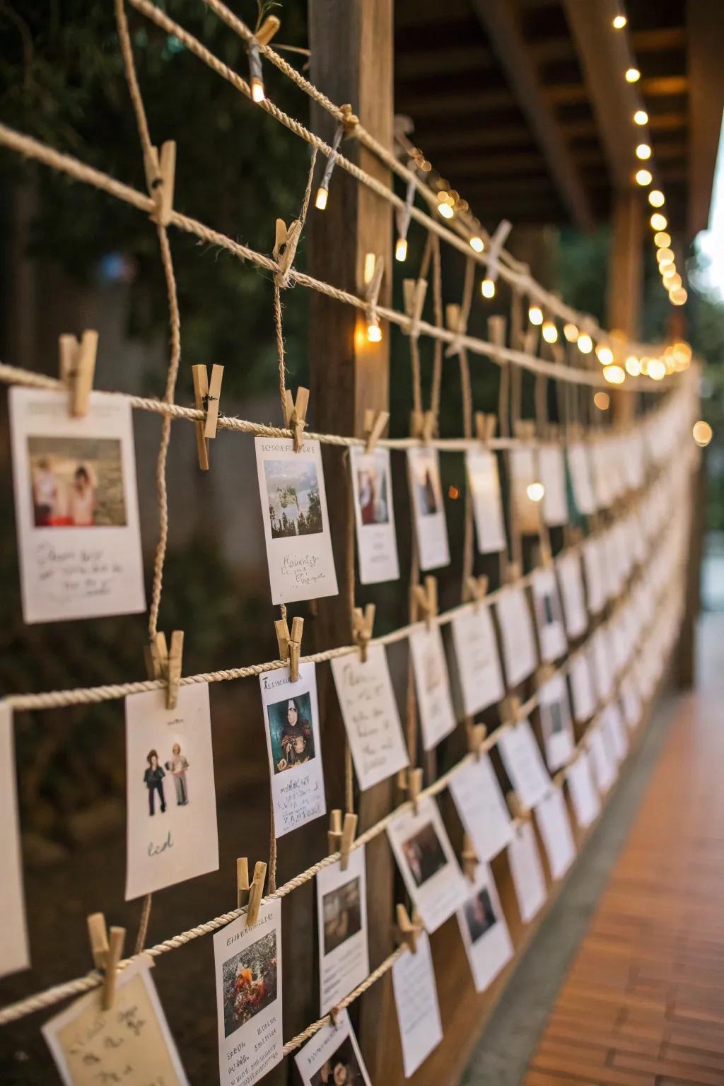 A spirited devotional display with cords and pinned supplications.
