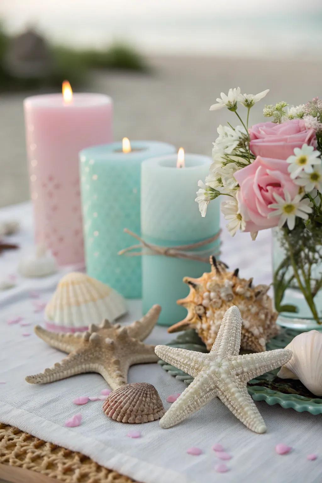 Oceanic treasure decorations introducing a nautical touch.