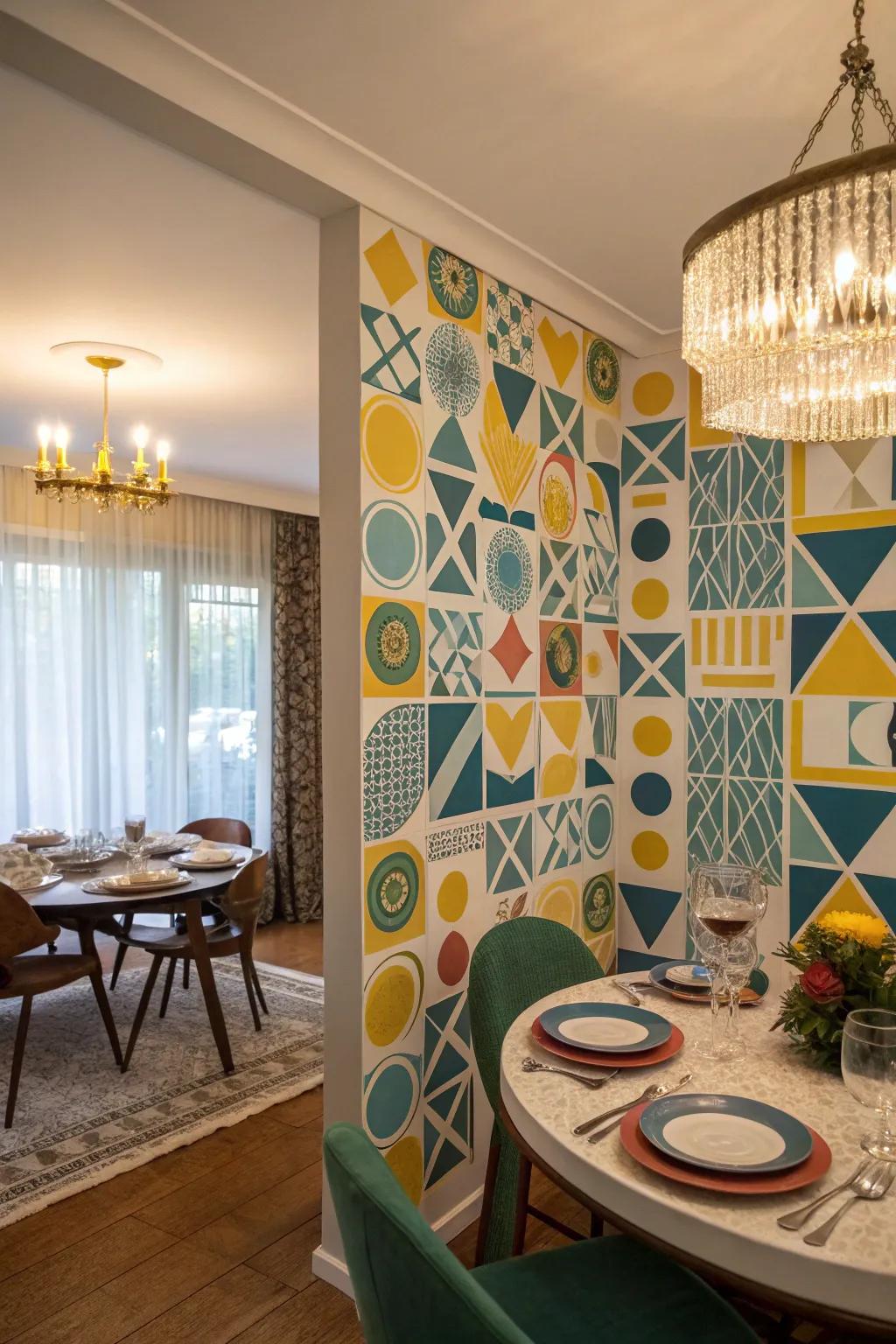 Geometric motifs intermix amusement and grace seamlessly.