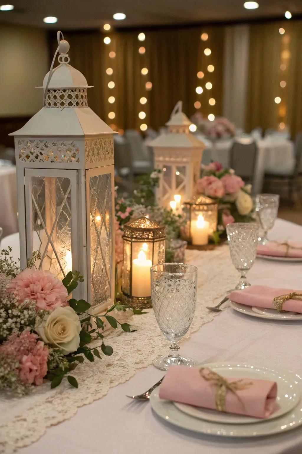 Beacon vessels fashion a delicate, welcoming radiance across your dance tables.