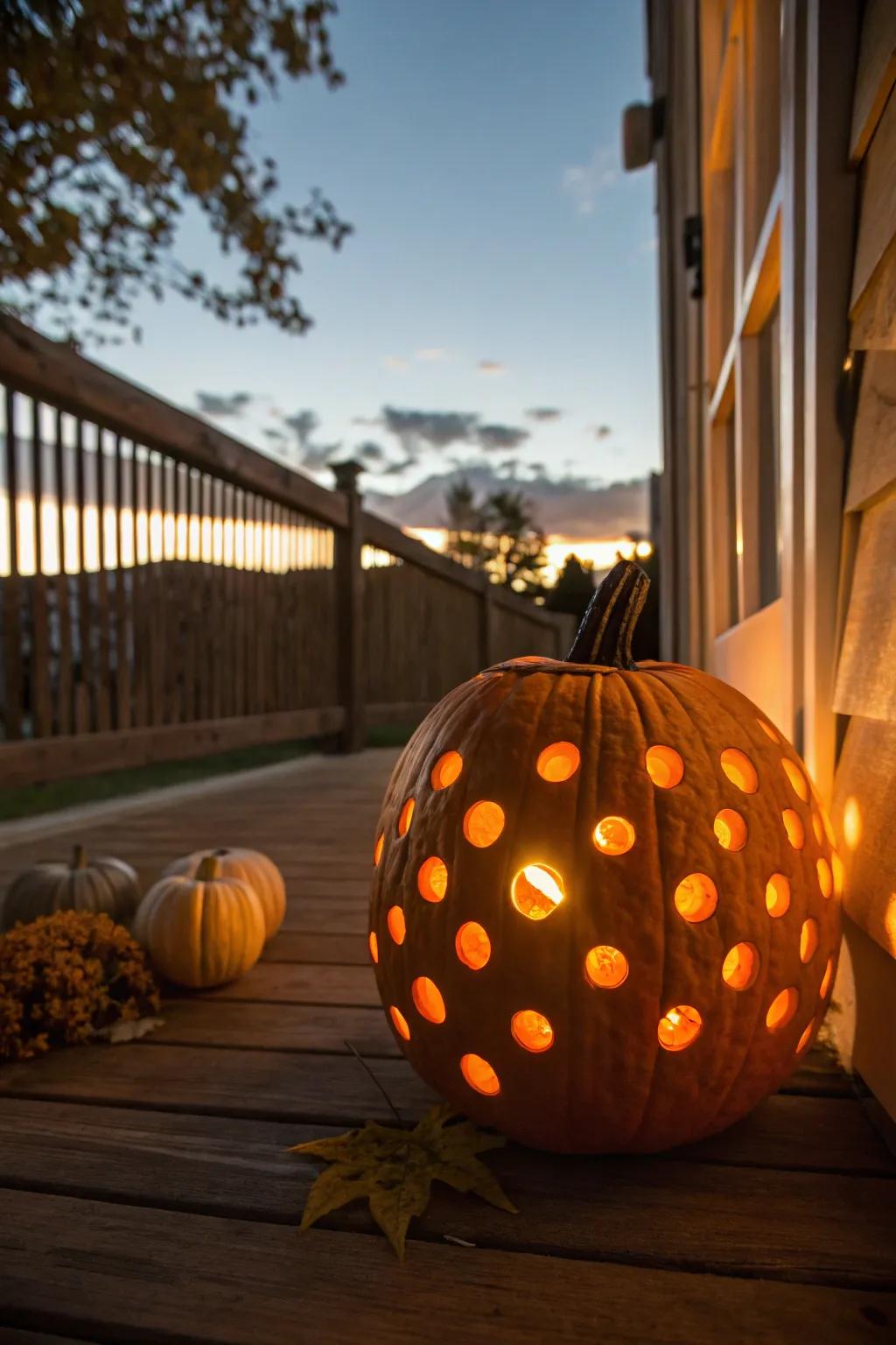 Glowing dot pumpkin for a chic, modern style.