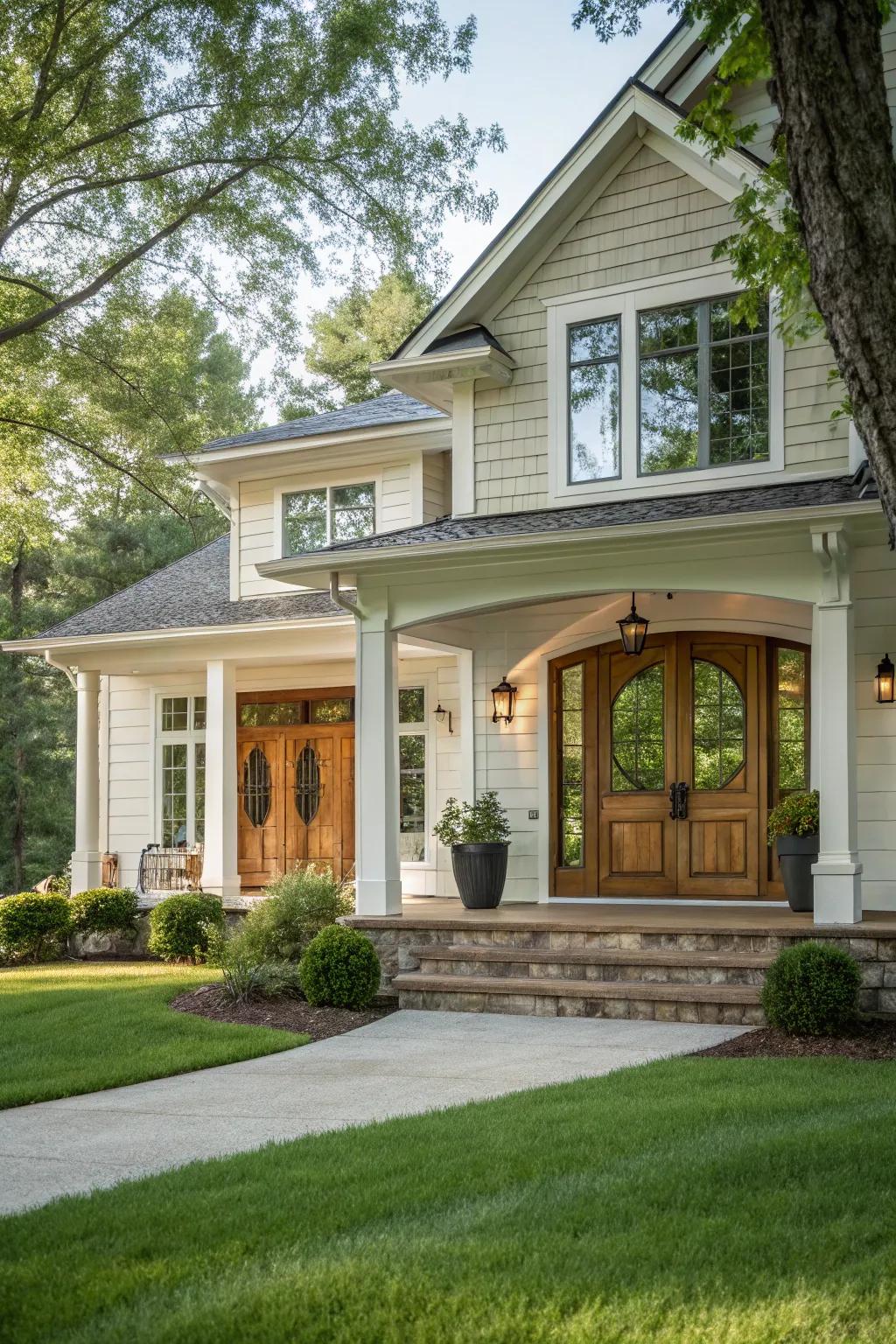 Paired entrances create a grand entrance.