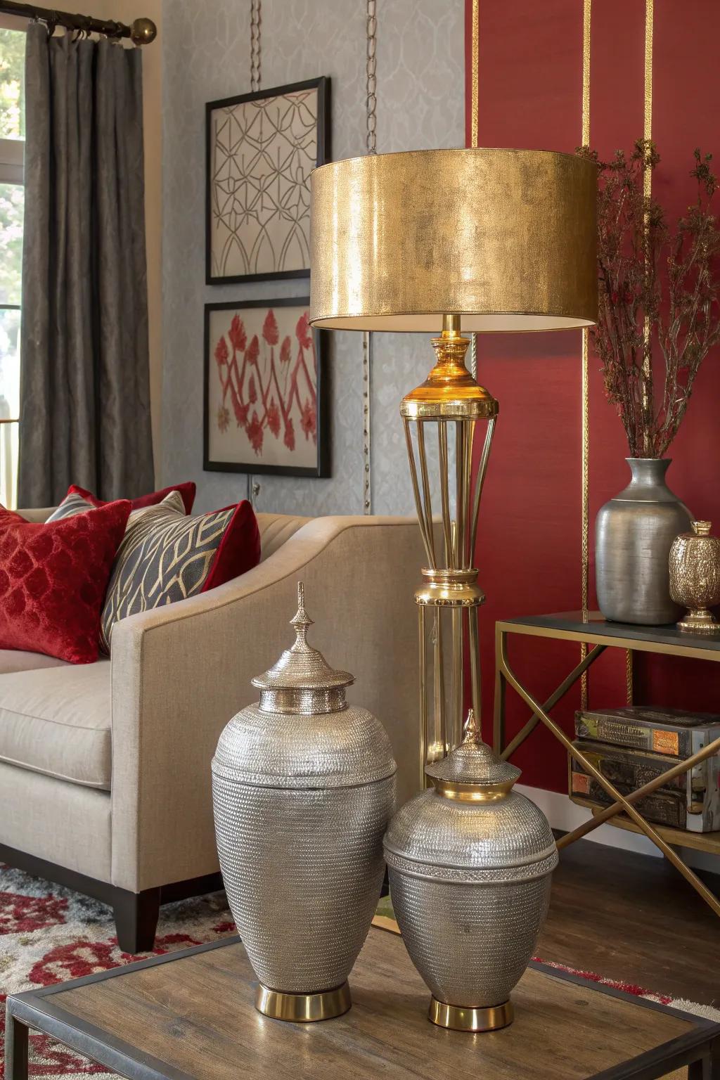 Metallic finishes deliver a hint of refinement to the color scheme.
