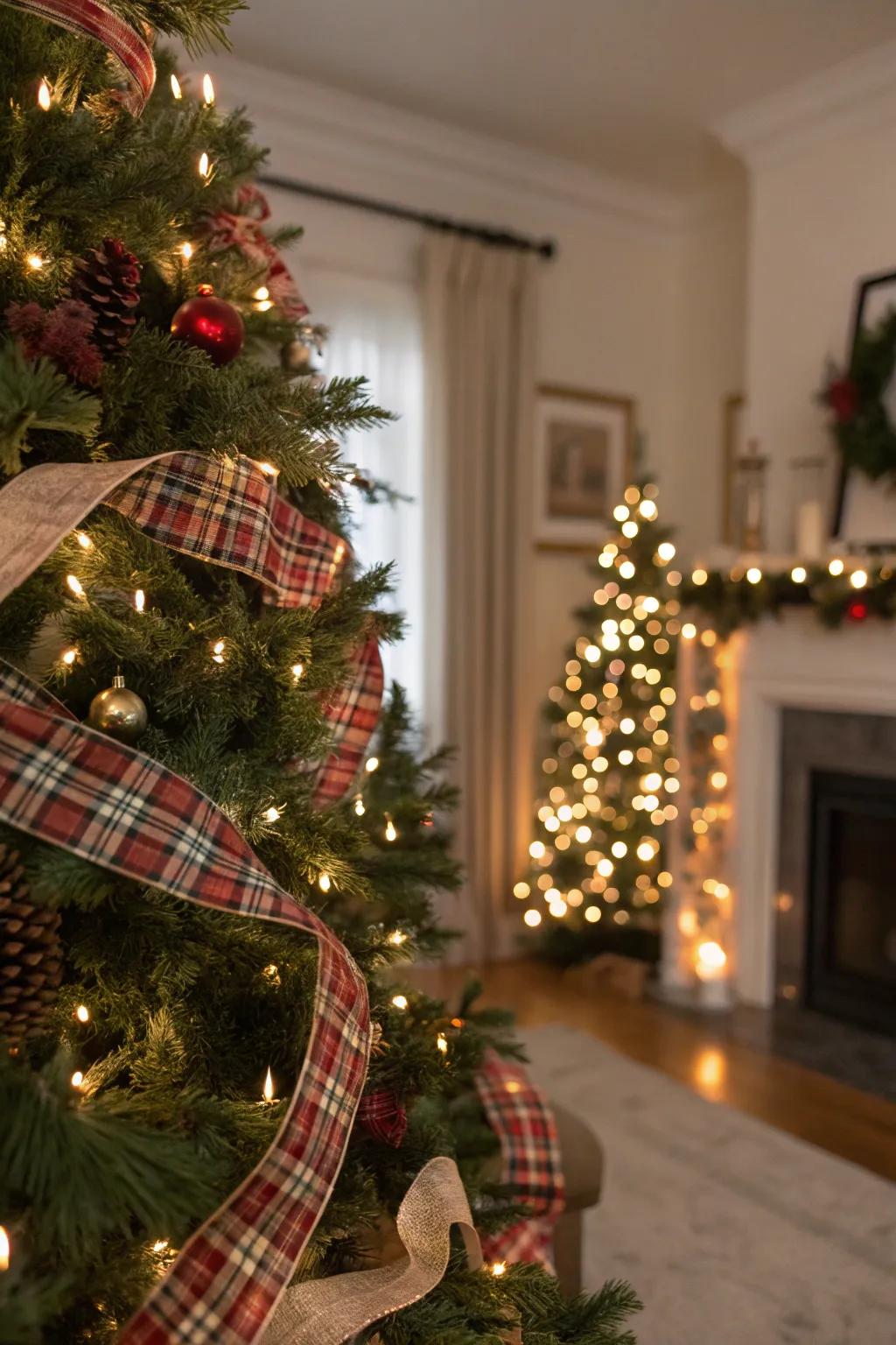 Plaid patterns contribute a comfortable, homey feel to the tree.