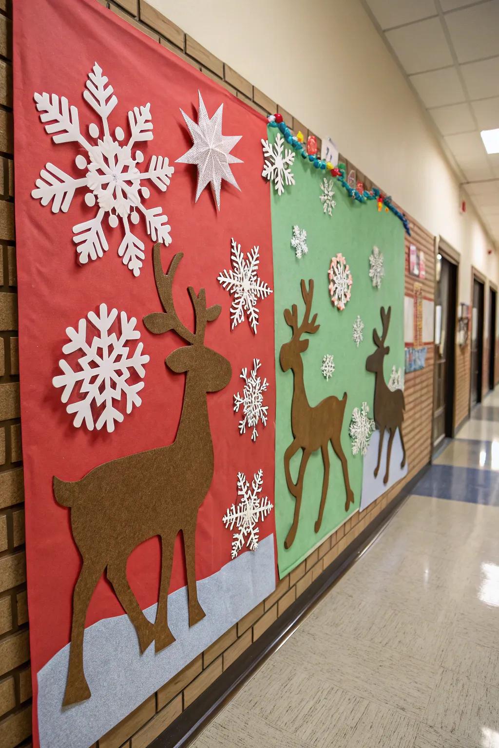 Three-dimensional elements bring your reindeer board to life.