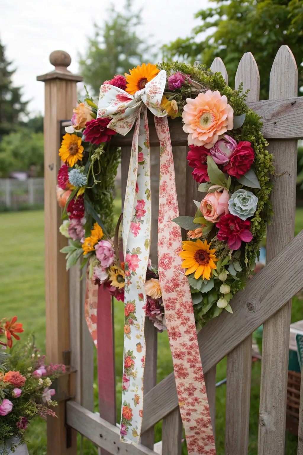 A blossom wreath that transforms any occasion into an outdoor party.