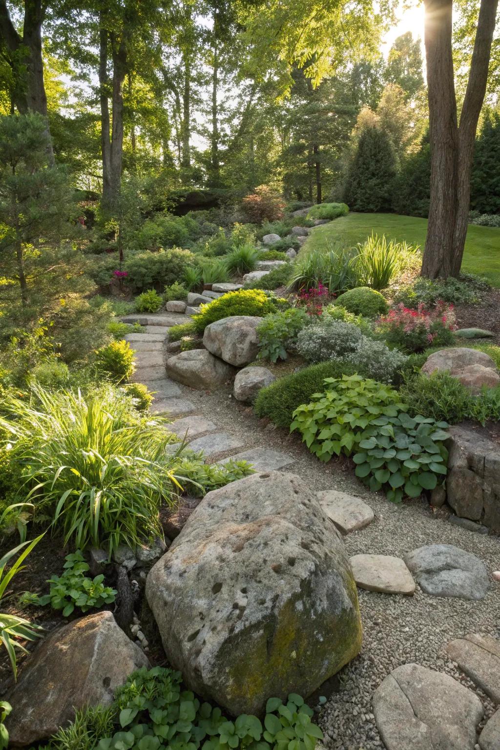 Naturalistic rock arrangements evoke a wild, organic feel.