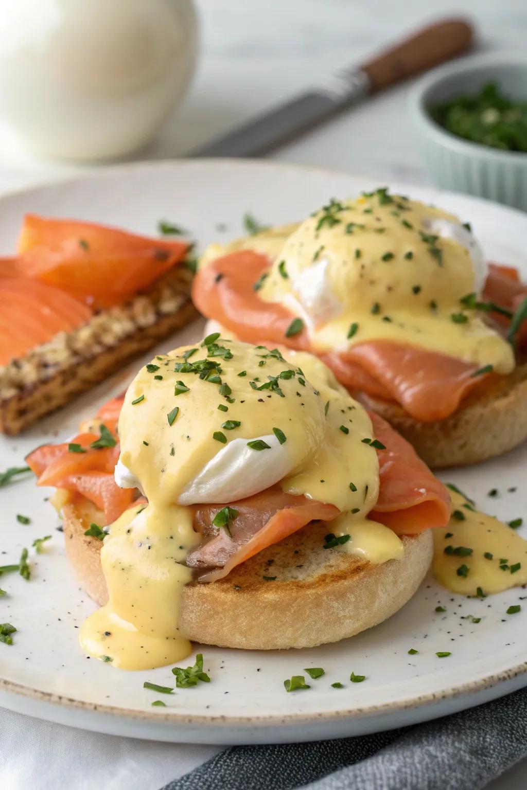 Elevate your breakfast with a lavish version of layered eggs creation.