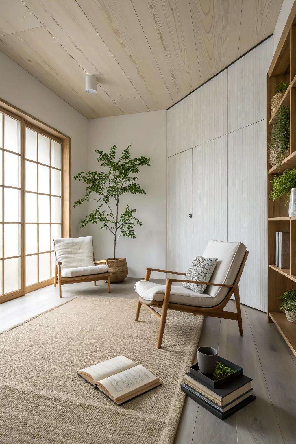 A simplistic area displaying crisp lines and an uncluttered design.