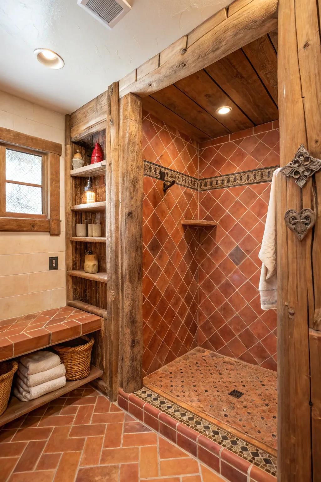 Terracotta mosaics instill warmth and persona.