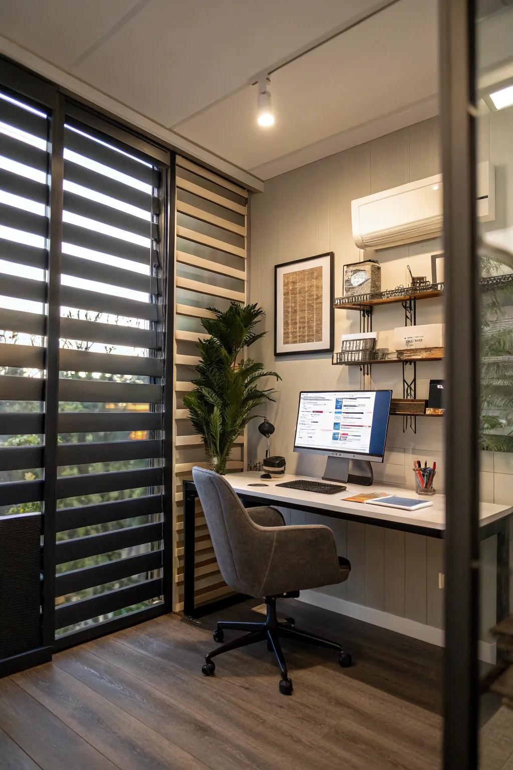 Adjustable louvers in screen walls deliver both seclusion and flair.