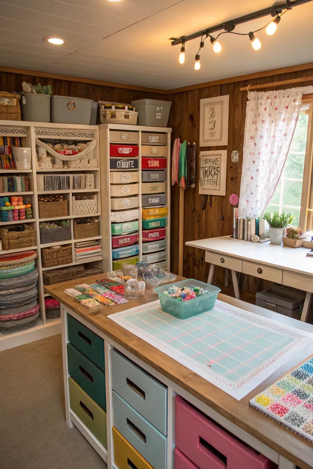 A crafting station designed for creative activities.