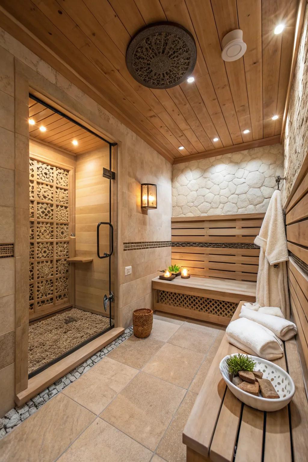 Spa-like showers offer supreme unwinding with raw touches.