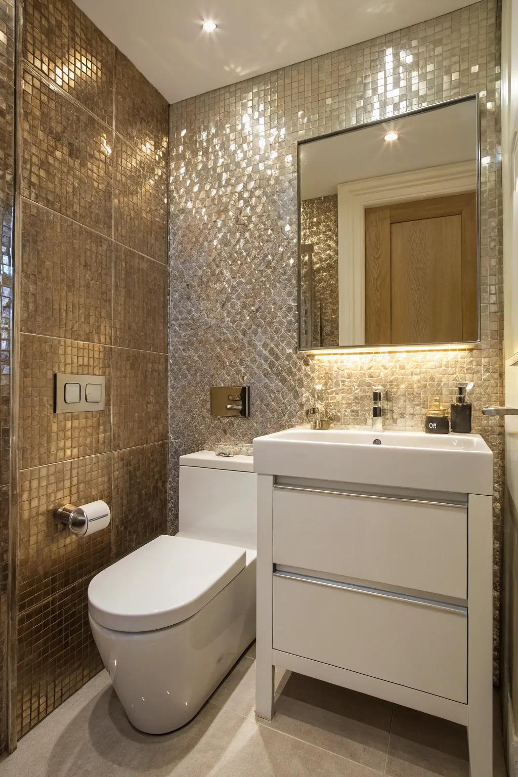 Metallic accents bring luxury to compact spaces.