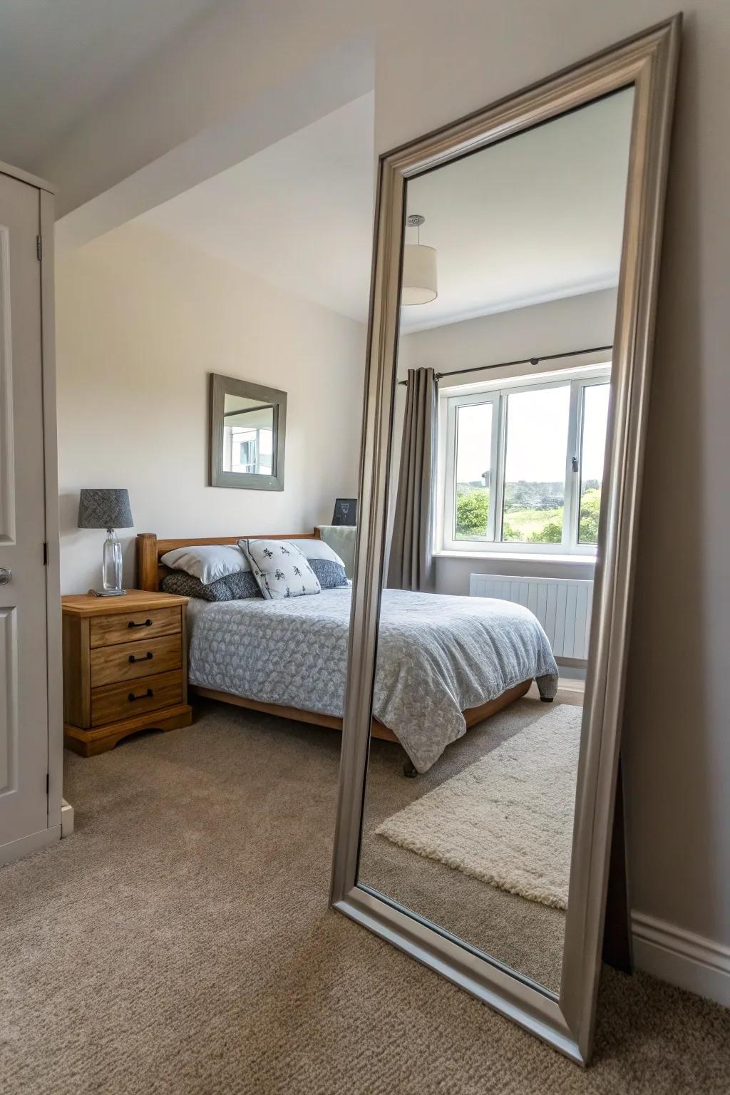 Mirrors can double the aesthetic area of a room.