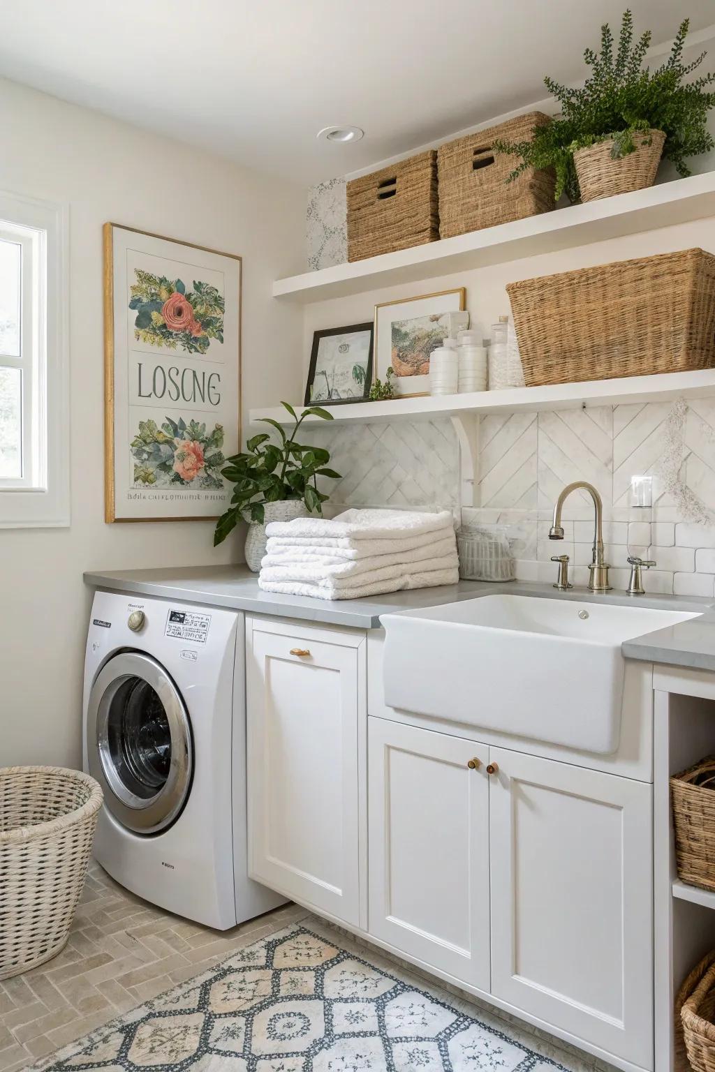 Create a declaration using an apron front sink.