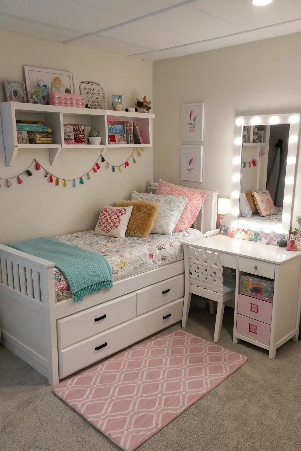 Adaptable furniture capitalizes on compact areas.