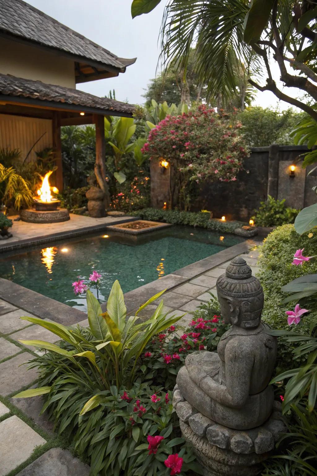 Ornamental touches bring charm and focal interest to your tropical poolscape.