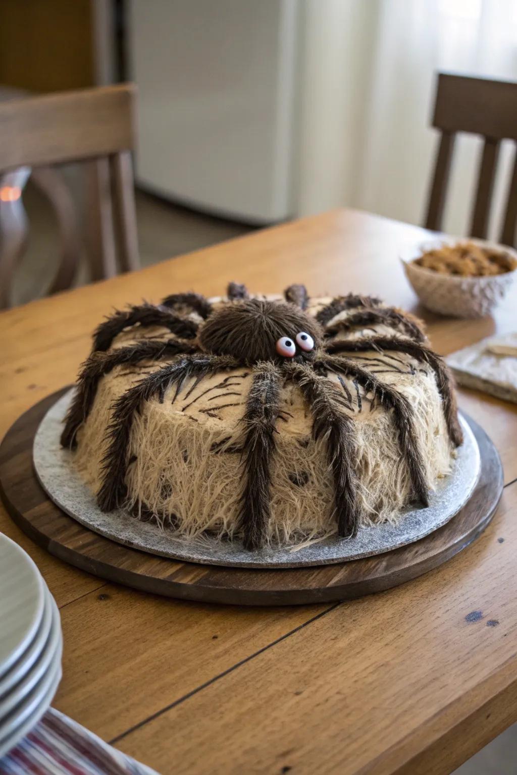 A shaggy bug cake resembling genuine.