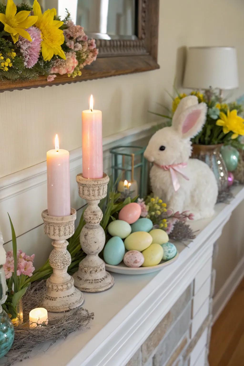 Illumination sets a cozy and welcoming vibe on the mantel.