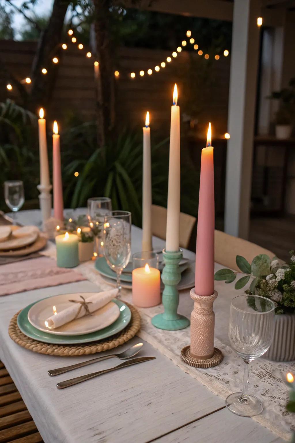 Illuminating sticks amplify charm and warmth to the ambiance.