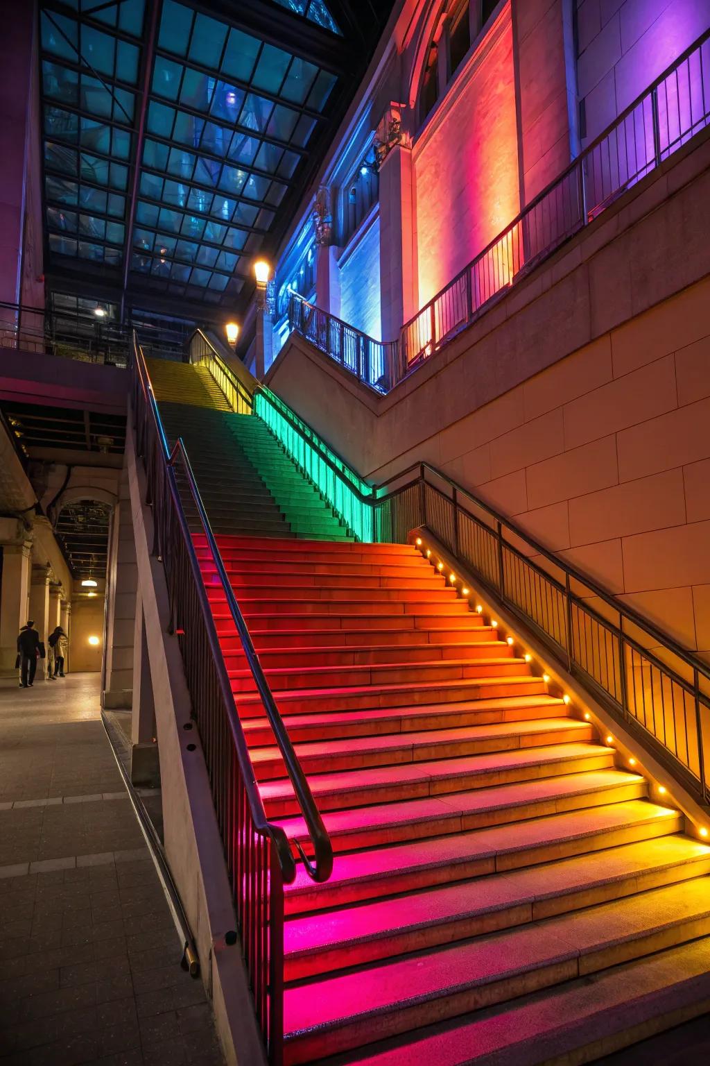 Colored lighting provides a lively and vibrant flair.