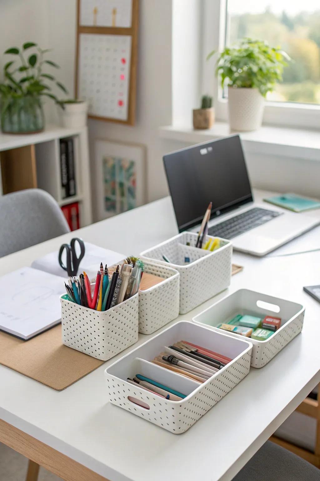 Desktop containers for a productive and organized office.