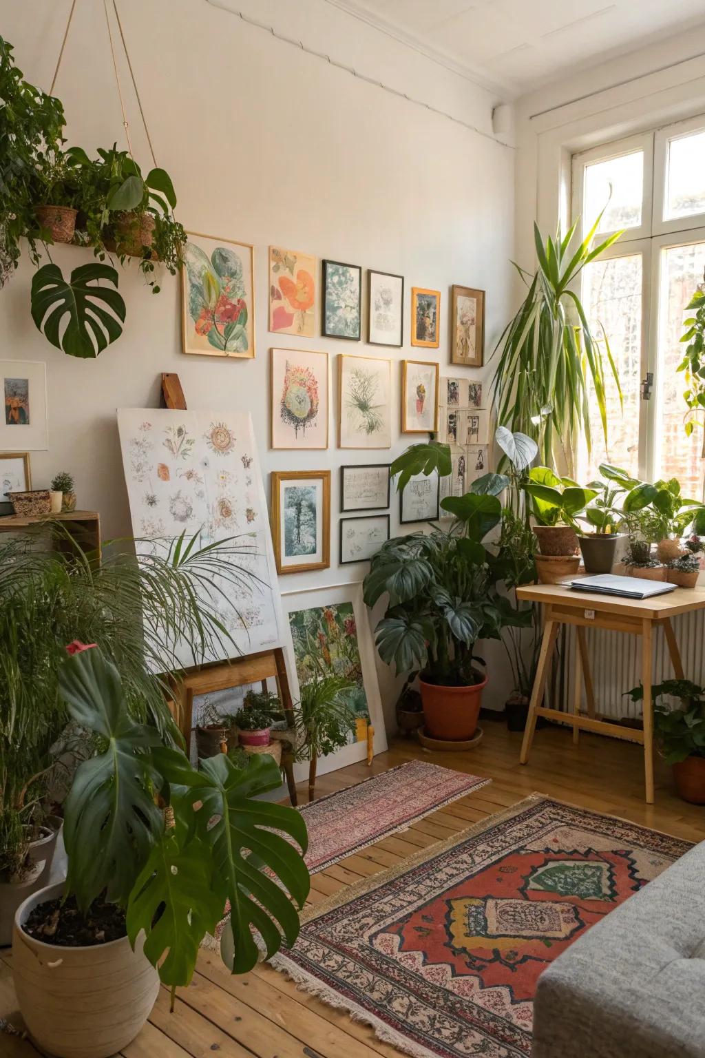 Personal touches turn a studio into a personal creative haven.