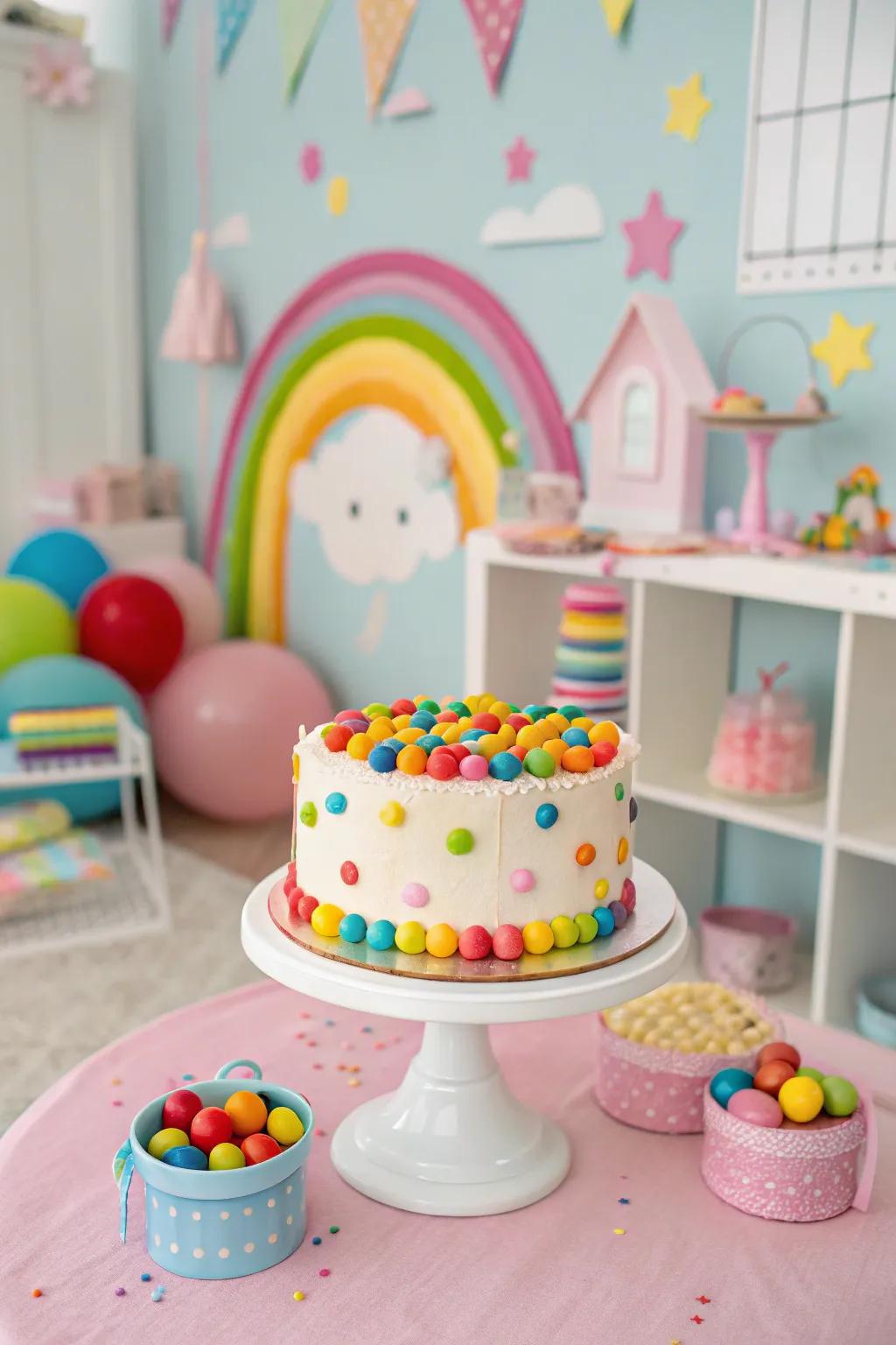 A confectionery joy cake that injects a playful sensation into the event.