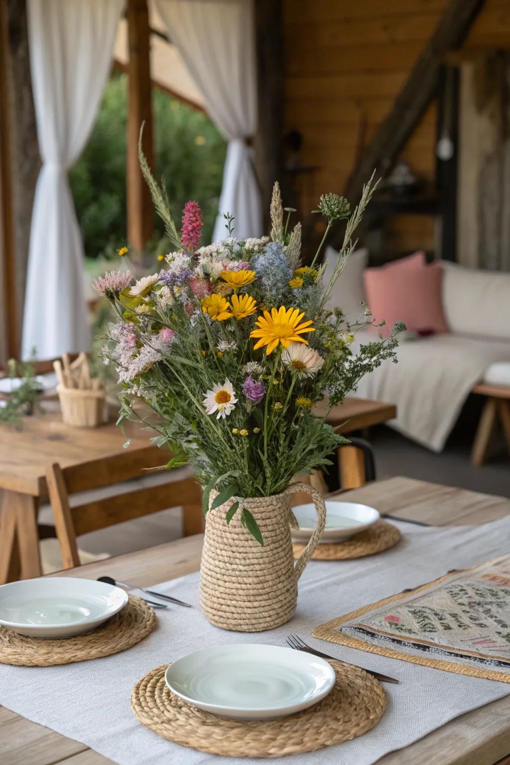 A wildflower design that introduces a touch of the meadow to your table.