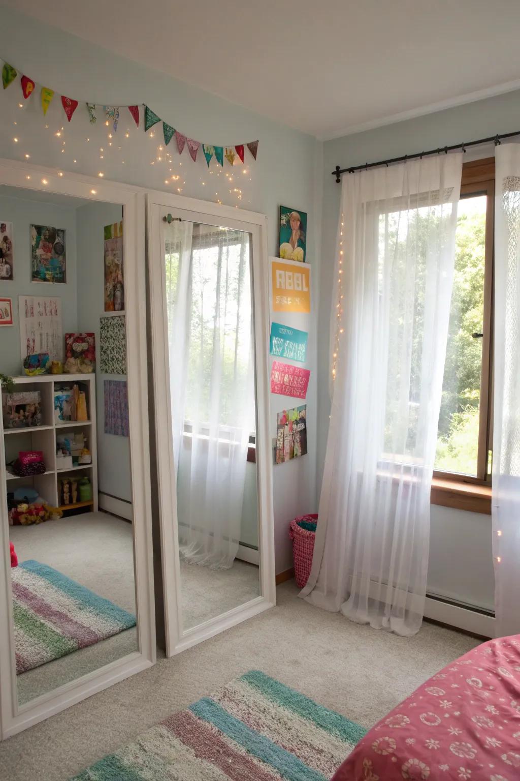 Enhancing natural illumination brightens and expands the area.