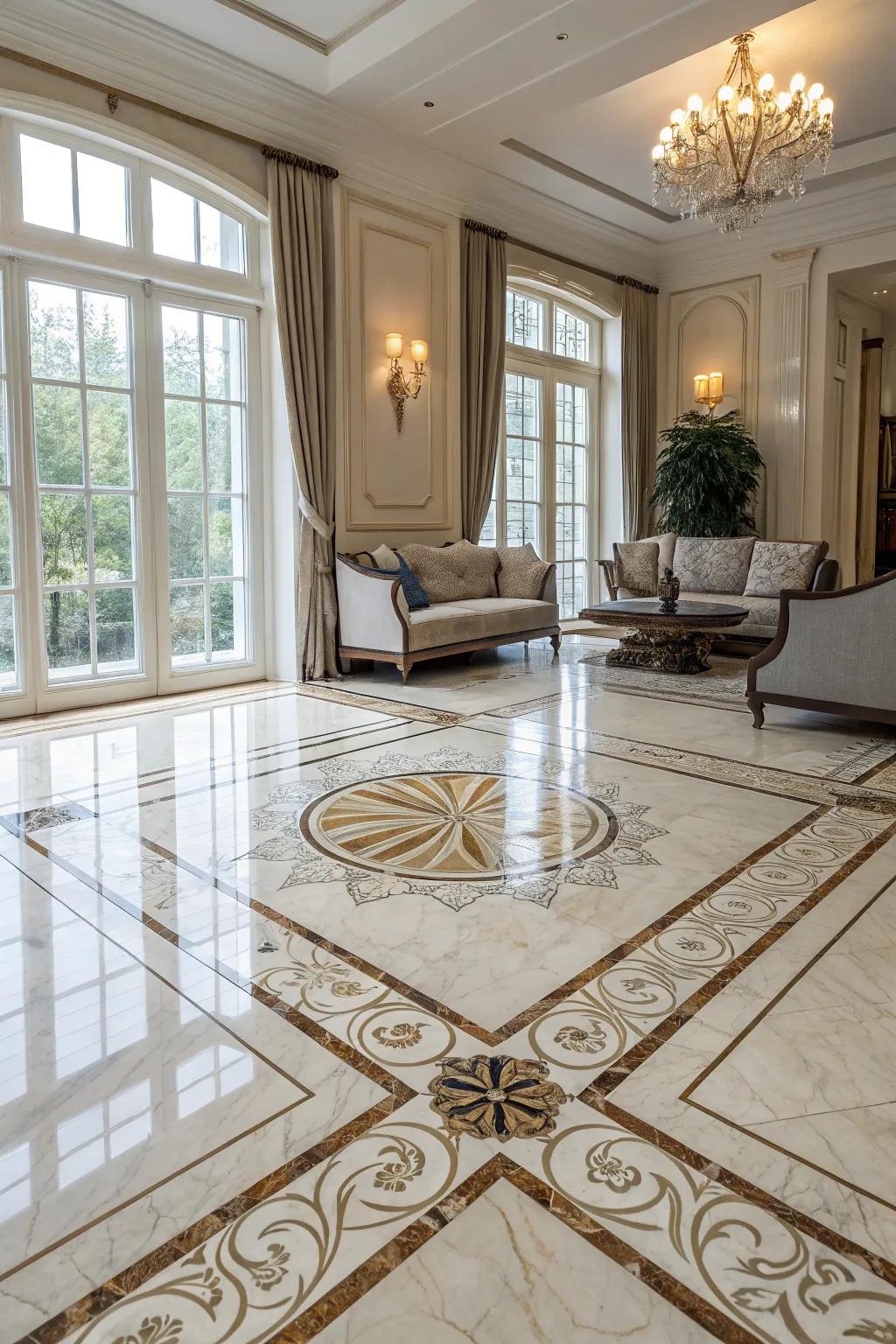 The Versailles design imparts a hint of opulence to this extensive dwelling space.