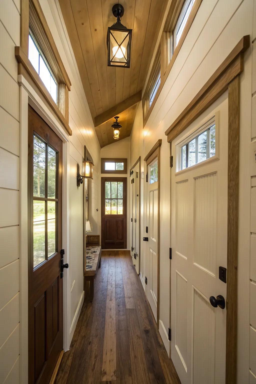 Transom windows inject light into unexpected spots.