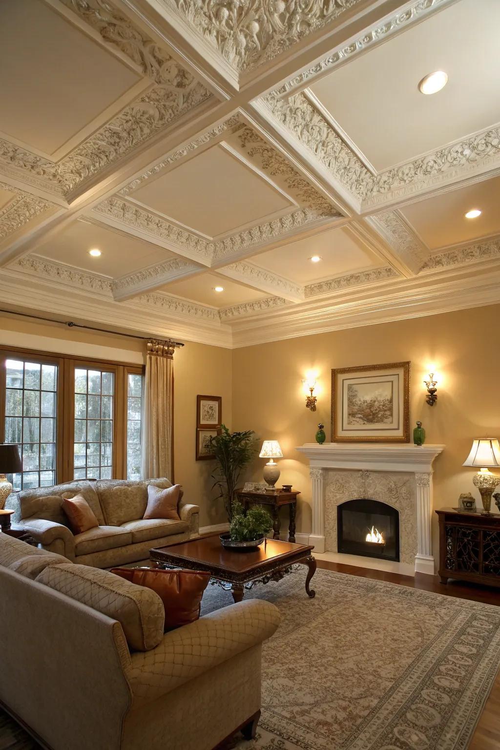 High skirting and ceiling moldings fashioning a cohesive aesthetic.