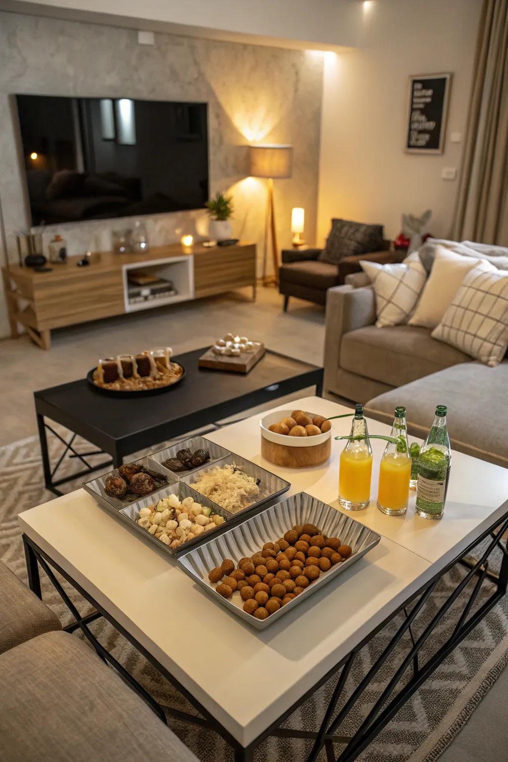 Functional tables maintain everything within easy reach.