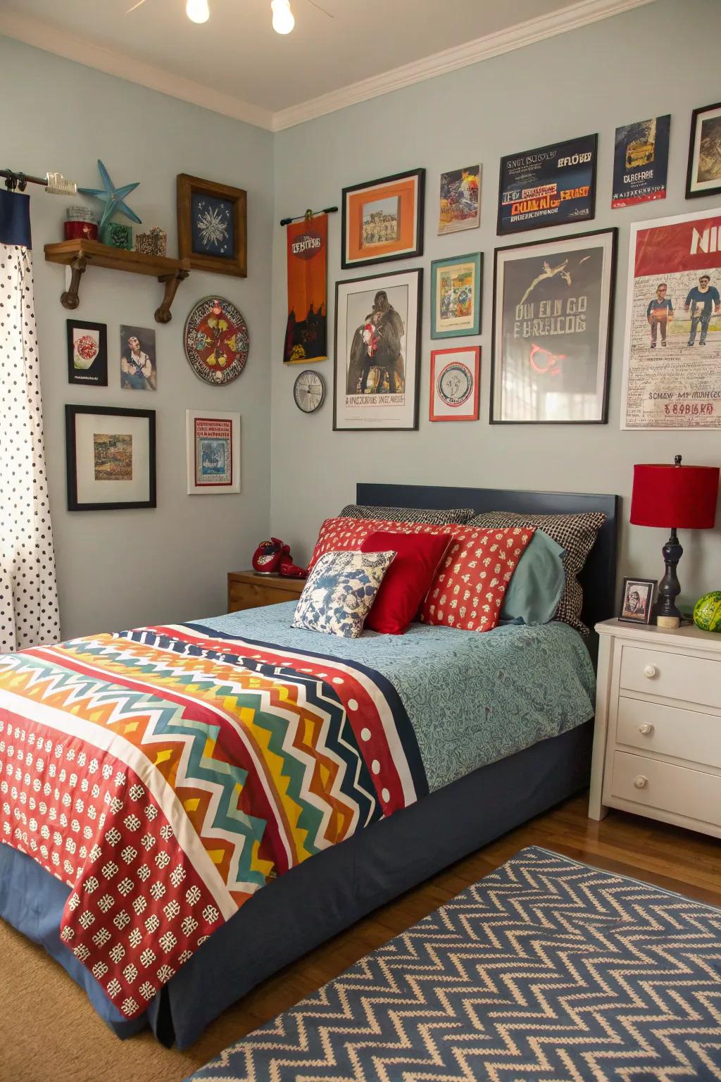 Modern bedding enhancing the style of the space.
