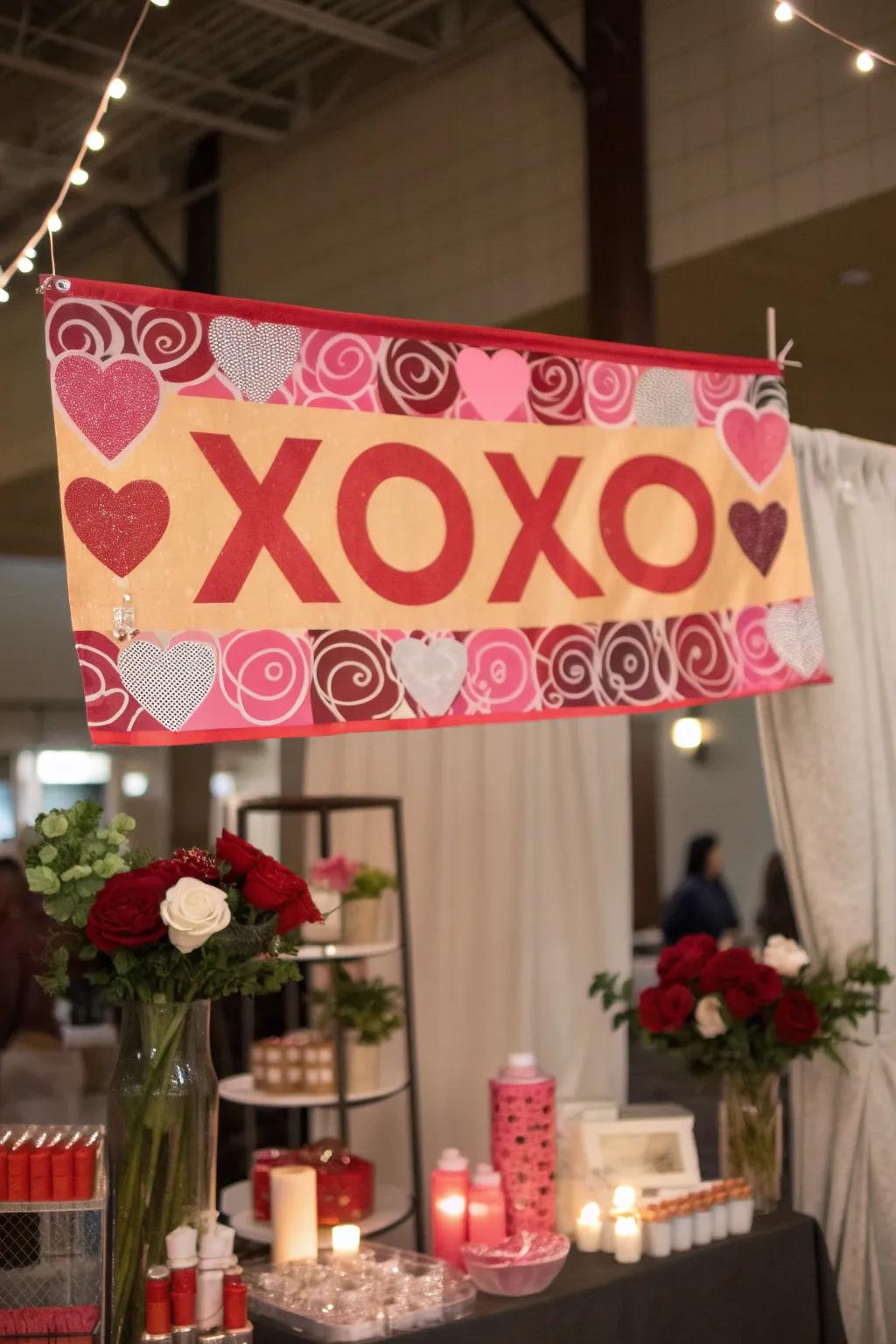 A charming XOXO sign adds a sweet touch.