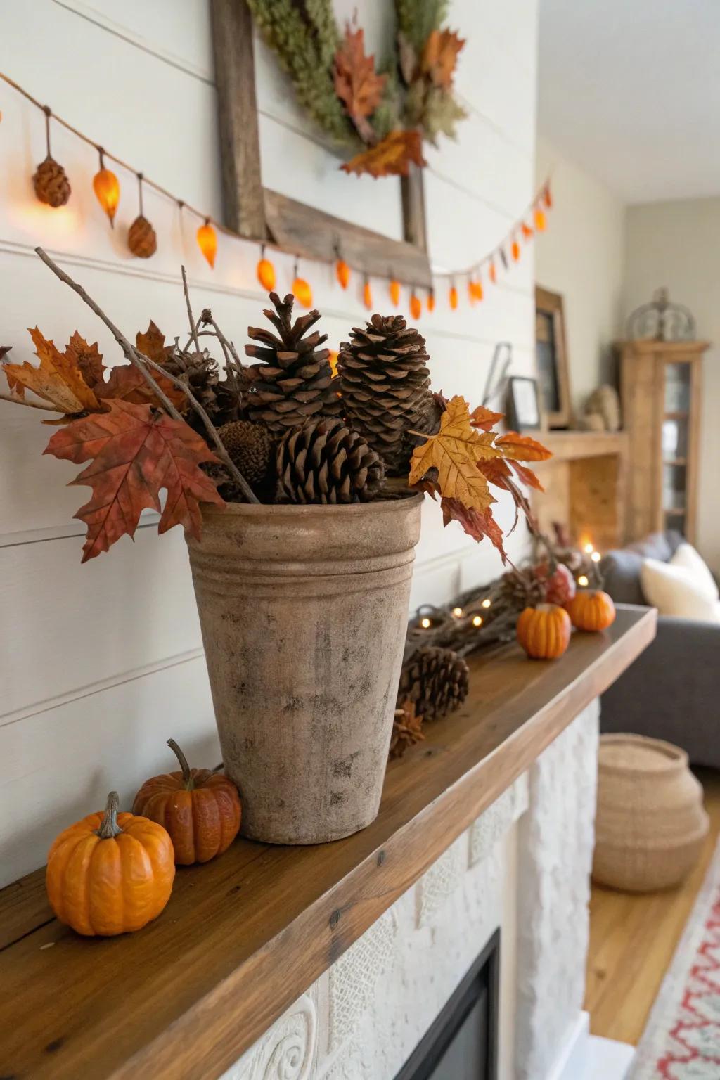 Inject warmth into your place using fir cones during the seasonal changes.