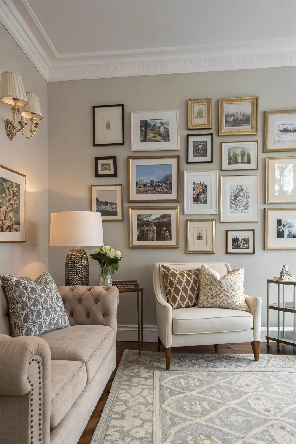 Color-coordinated frames amplifying spatial aesthetics.