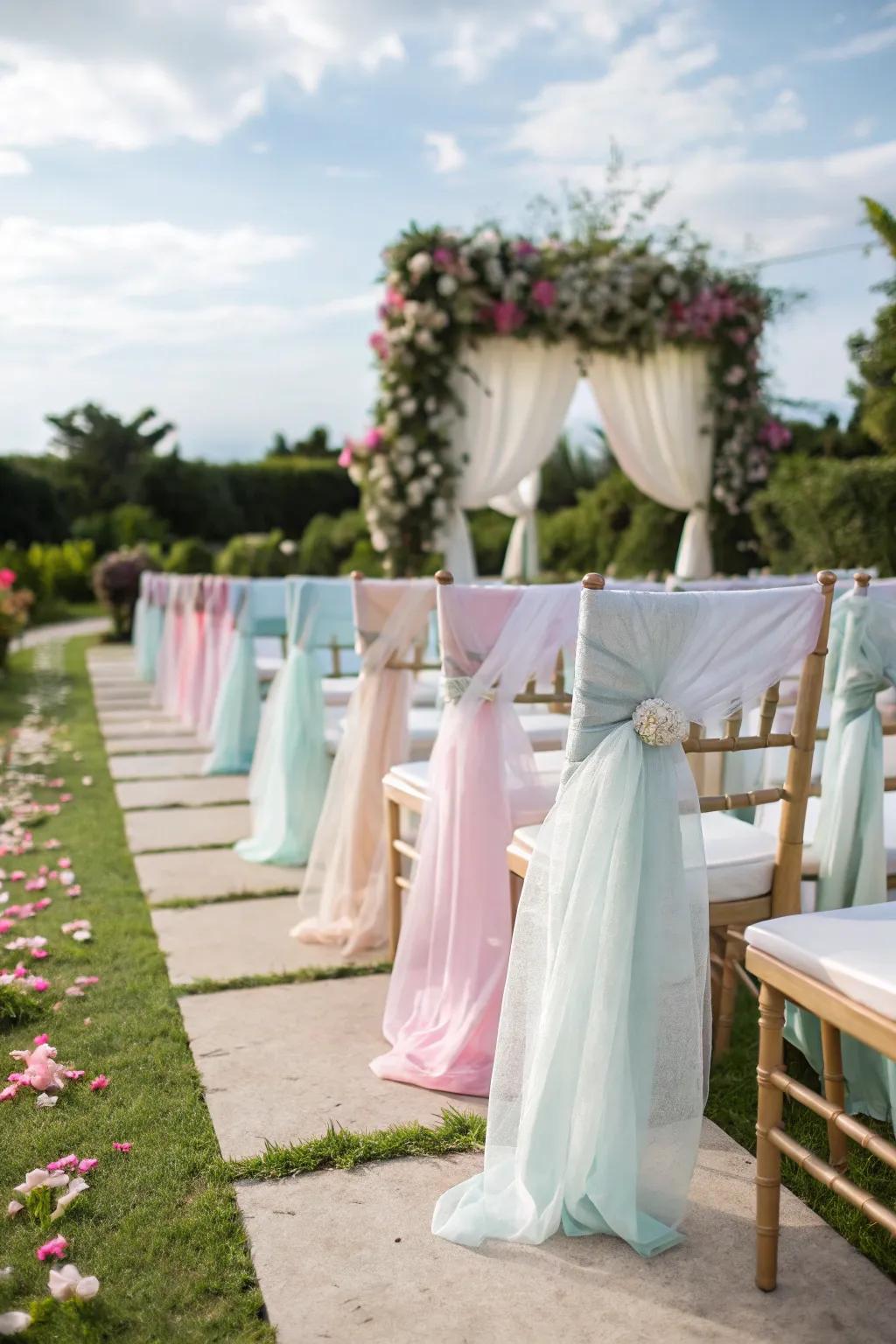 Elevate your open-air wedding with seating dressings inspired by nature.