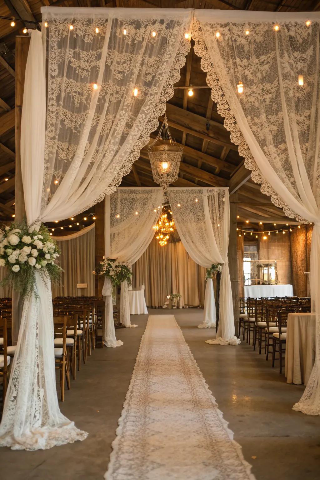 Incorporate vintage charm with trim fabric in your wedding design.