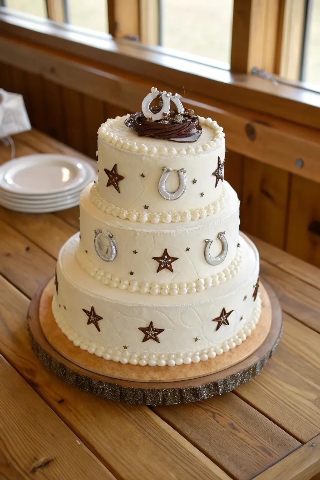 Cake with western emblems for added charm.