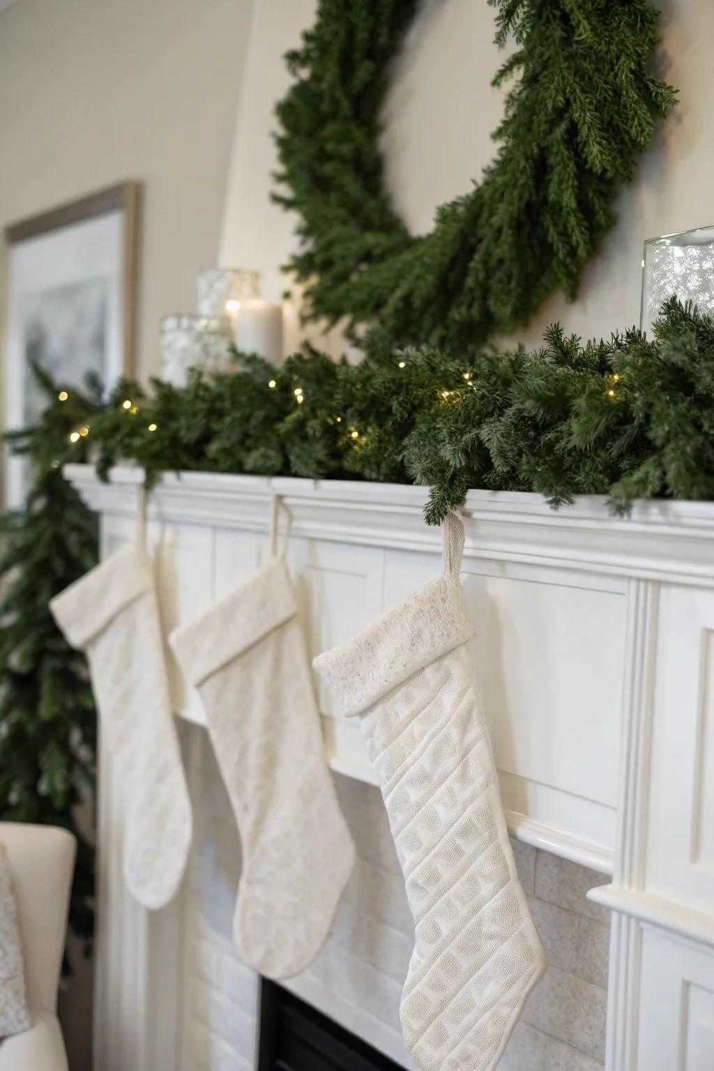 Hosiery and chaplets that coordinate with the snowy theme.