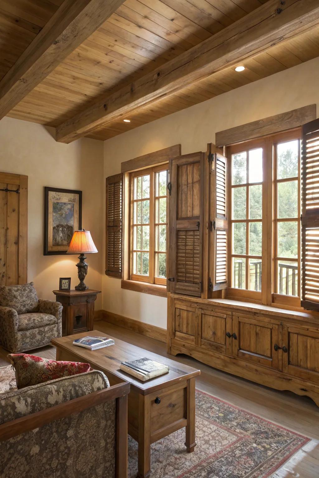 Timber window shutters give casement windows a dash of countryside charm.