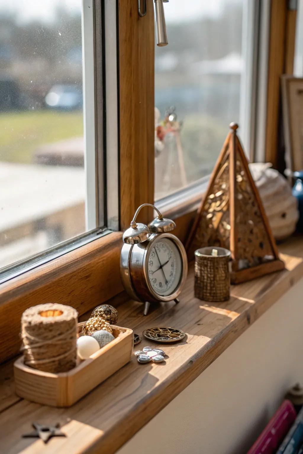 Leveled textures generate dimension and fascination along the windowsill.
